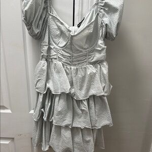 Elegant Gray Ruffled Dress